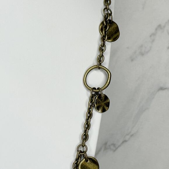 Premier Designs Hammered Metal Gold Tone Long Necklace - Picture 11 of 12